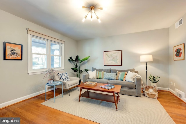 living room featuring light hardwood / wood-style floors