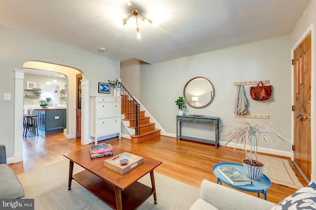 living room featuring light wood-type flooring