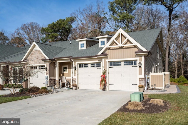 craftsman inspired home featuring a garage