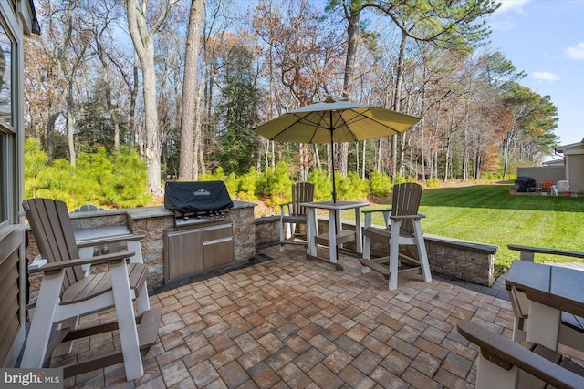 view of patio featuring grilling area and exterior kitchen