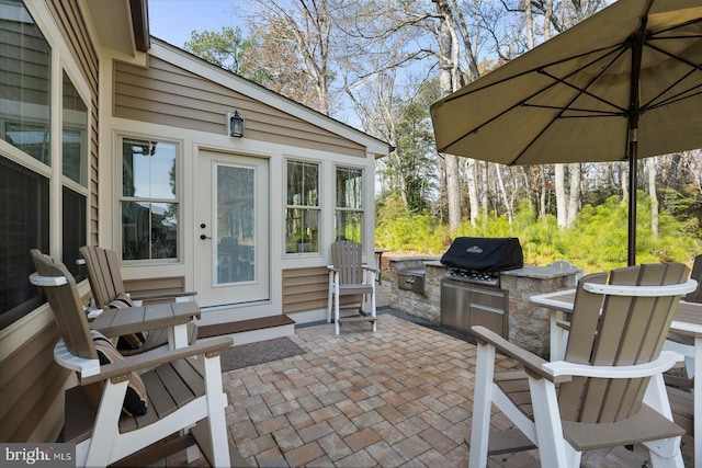 view of patio / terrace with an outdoor kitchen and grilling area