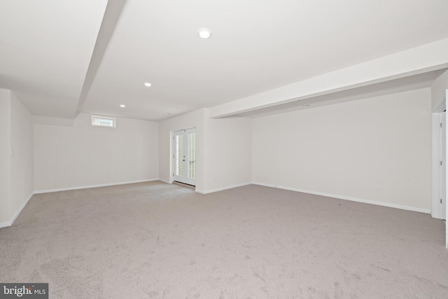 635 Corbit Dr, Middletown, DE 19709 - below grade area with light carpet, baseboards, and recessed lighting
