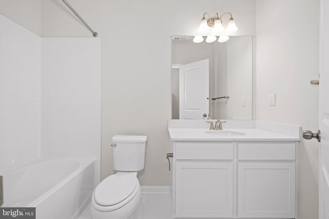635 Corbit Dr, Middletown, DE 19709 - bathroom featuring vanity, toilet, baseboards, tile patterned floors, and shower / washtub combination