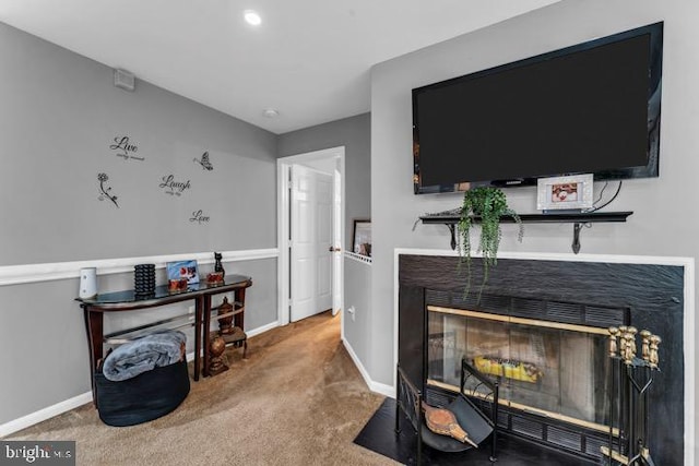 living room with carpet floors