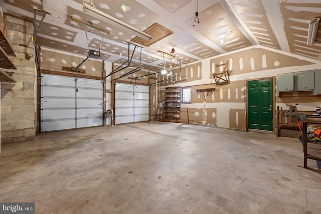 garage with a garage door opener