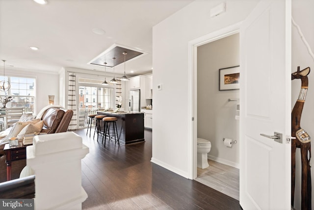 interior space featuring dark hardwood / wood-style flooring