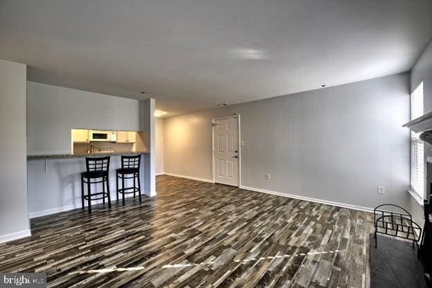 unfurnished living room featuring dark hardwood / wood-style floors