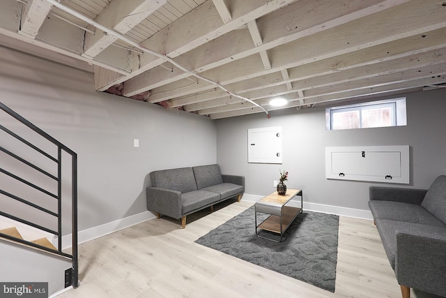 living room with light hardwood / wood-style floors