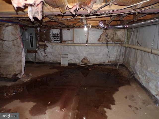 basement with electric panel