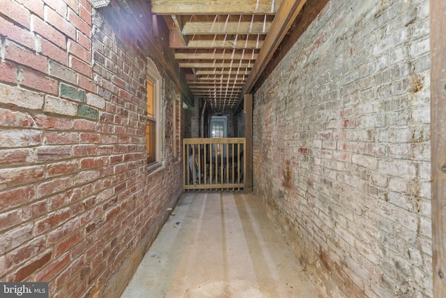 interior space with brick wall