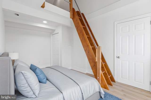 bedroom featuring light wood-type flooring