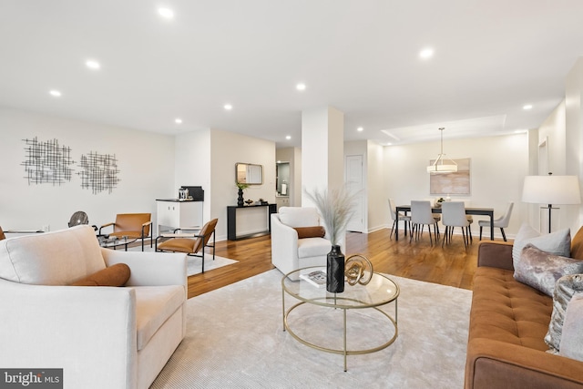 living room featuring light hardwood / wood-style flooring