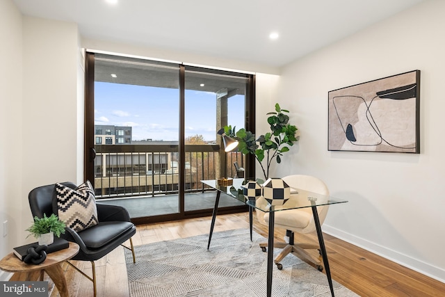 office with hardwood / wood-style flooring