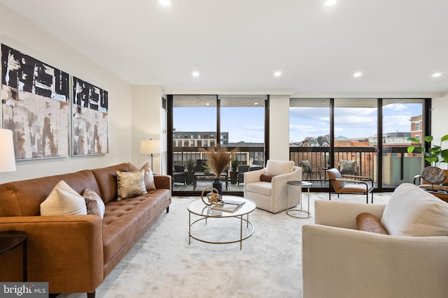 living room featuring expansive windows