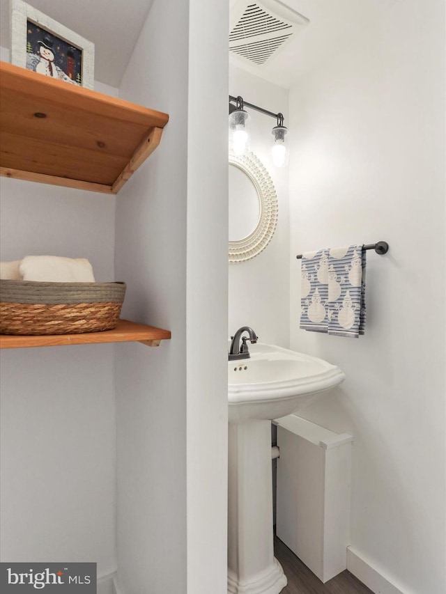 bathroom featuring hardwood / wood-style floors and sink