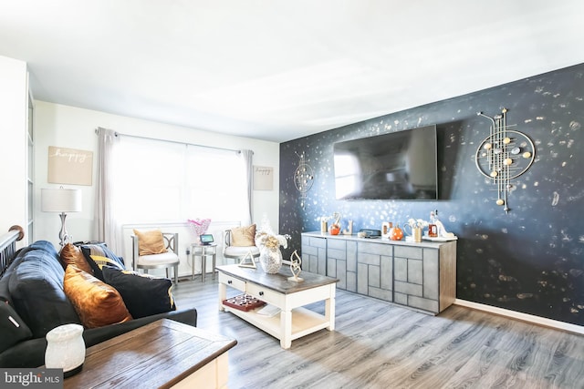 living room with wood-type flooring