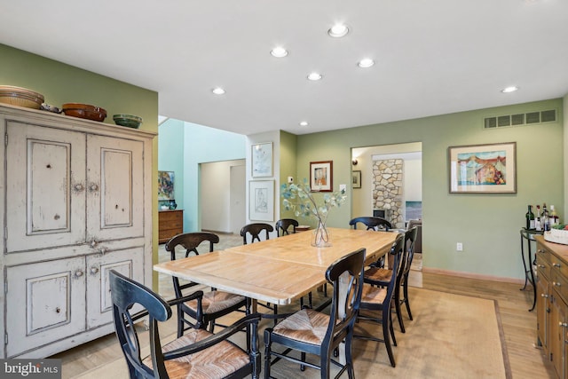 dining room featuring light wood-type flooring