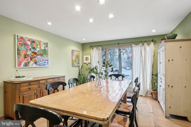 dining area with light wood-type flooring