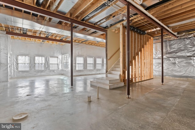 basement with a healthy amount of sunlight