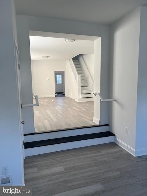 445 Magnolia St, Beverly, NJ 08010 - stairway featuring wood finished floors