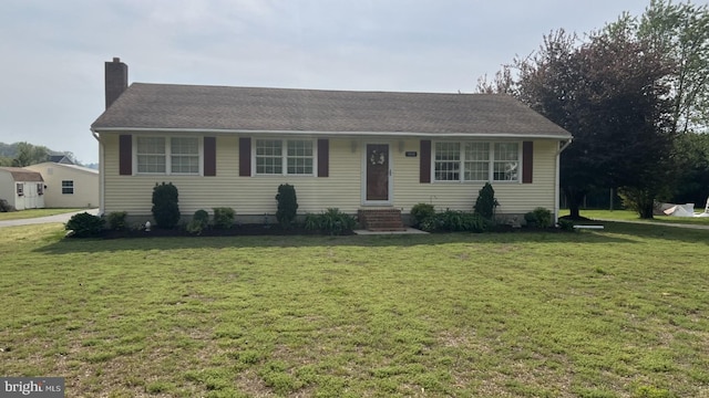 5645 Mount Hermon Church Rd, Salisbury, MD 21804 - view of front of property featuring a front yard, a chimney, entry steps, and a shingled roof