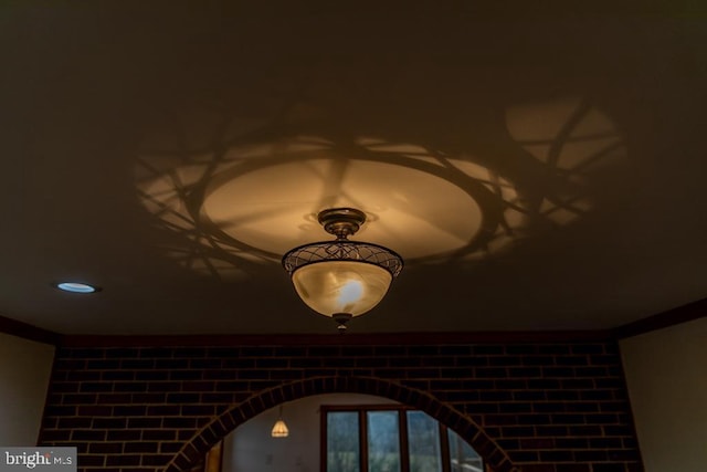 2520 Ridge Rd, Upper Tract, WV 26866 - detailed view of arched walkways, ornamental molding, and brick wall