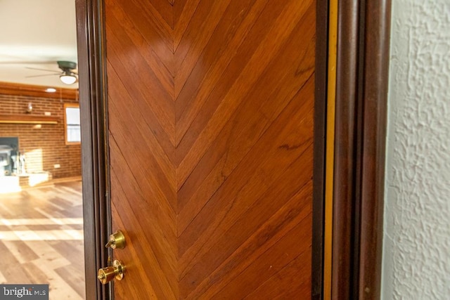 2520 Ridge Rd, Upper Tract, WV 26866 - detailed view of ceiling fan and wood walls