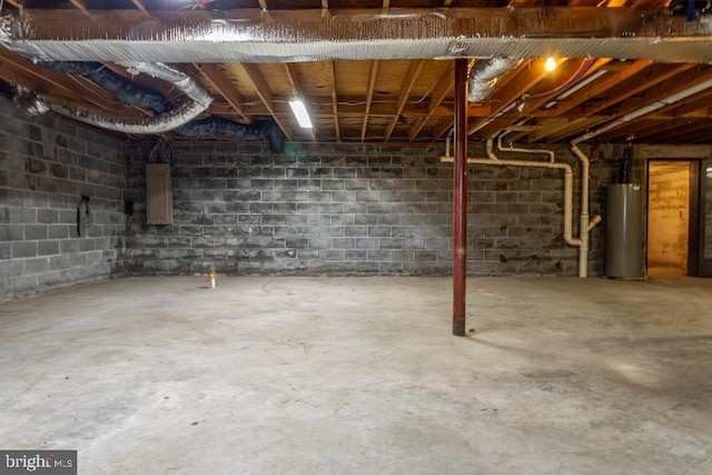 basement with water heater