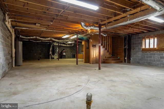 basement with gas water heater