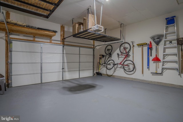 garage with a garage door opener