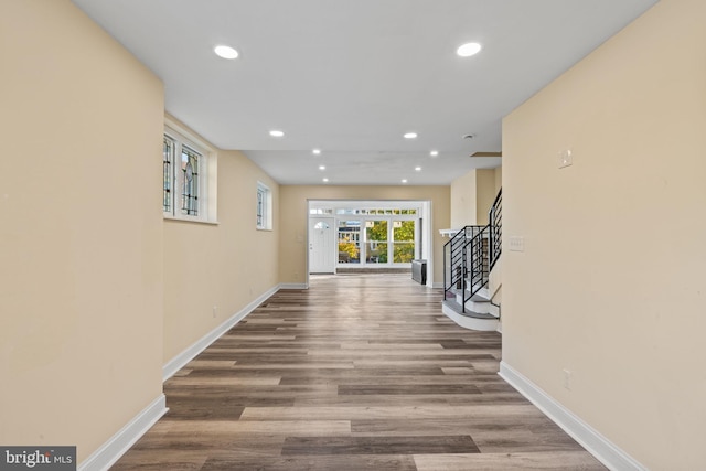 hall featuring hardwood / wood-style flooring