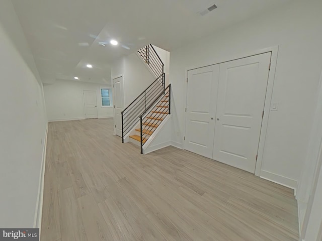 interior space with light hardwood / wood-style flooring