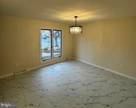 view of unfurnished dining area