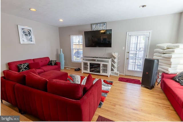 5310 Kelmscot Rd, Rosedale, MD 21237 - living room with recessed lighting, baseboards, and wood finished floors