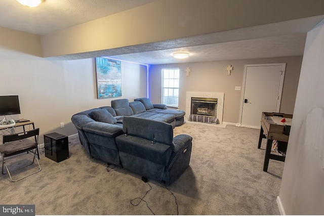 5310 Kelmscot Rd, Rosedale, MD 21237 - carpeted living room featuring baseboards and a fireplace