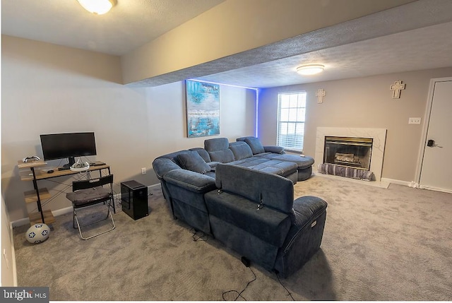 5310 Kelmscot Rd, Rosedale, MD 21237 - living area featuring carpet floors, baseboards, and a premium fireplace