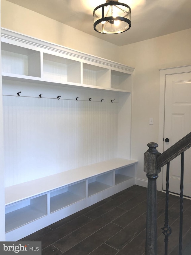 mudroom with dark hardwood / wood-style flooring