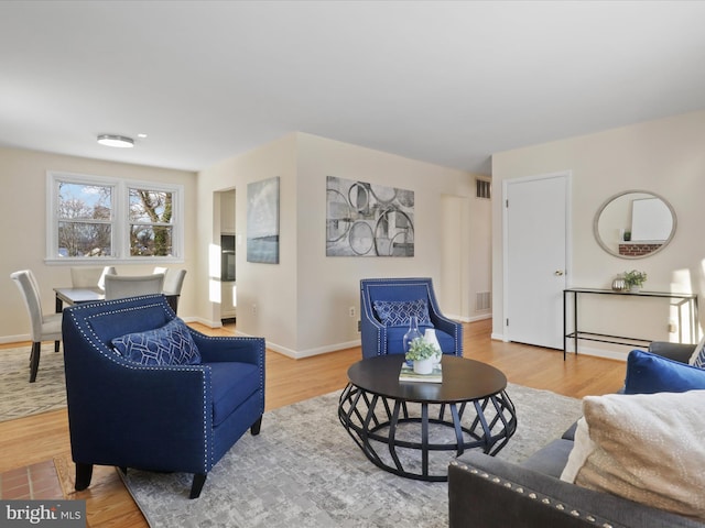 living room with hardwood / wood-style floors