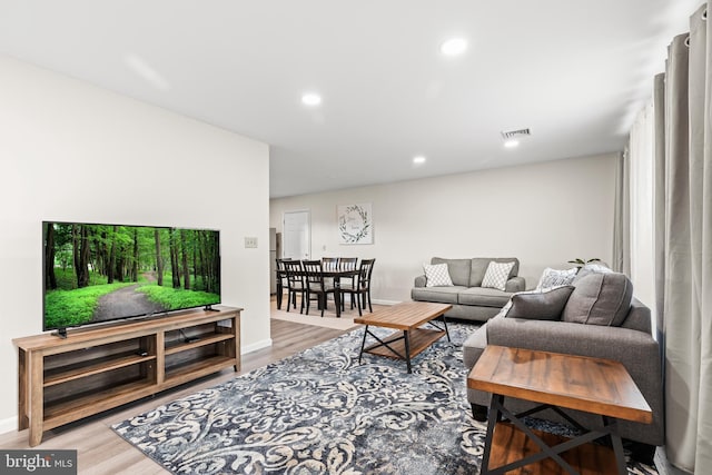 living room with wood-type flooring