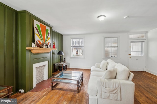 living room with hardwood / wood-style floors