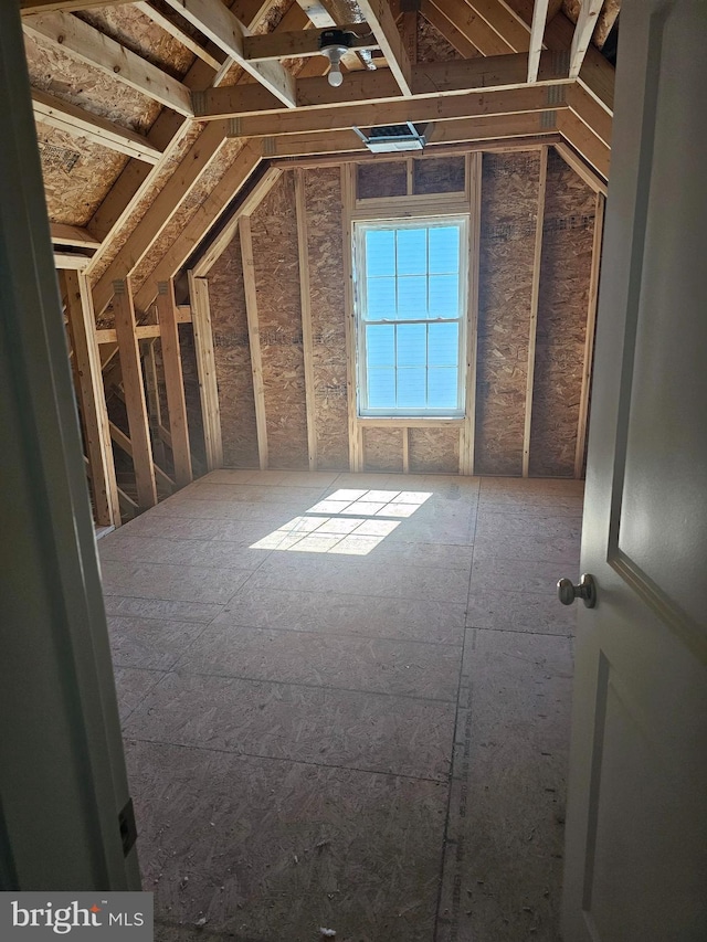 view of unfinished attic