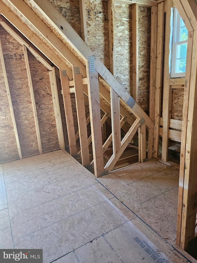 view of unfinished attic