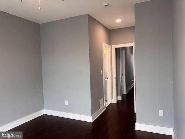 interior space with dark wood-type flooring