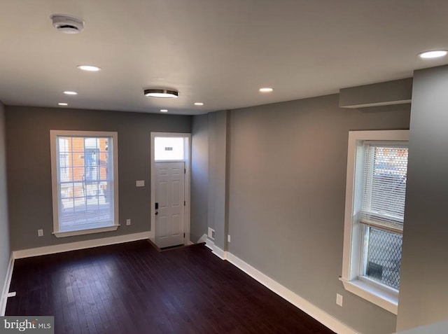 foyer with dark wood-type flooring