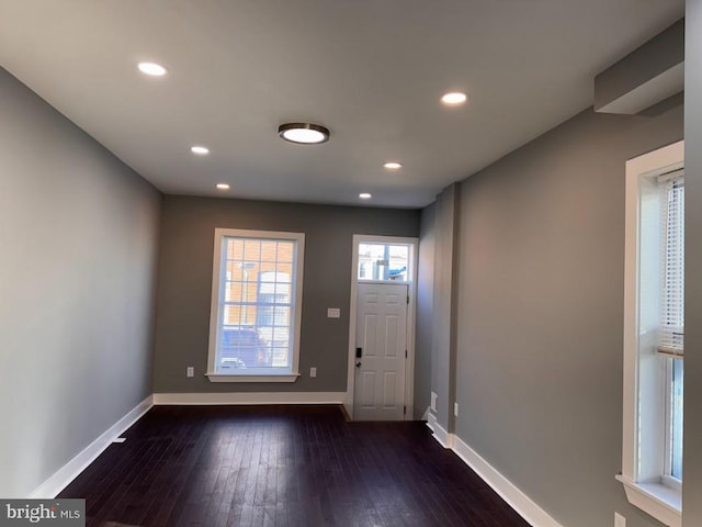 foyer entrance featuring dark wood-type flooring