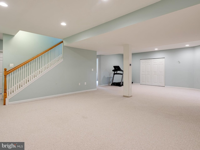 basement featuring carpet