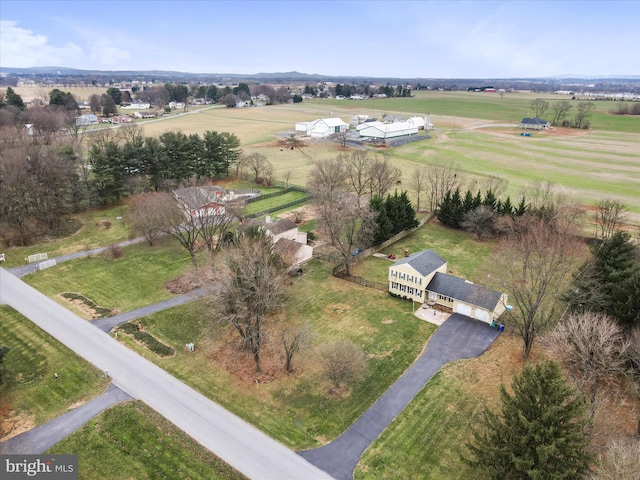 drone / aerial view featuring a rural view