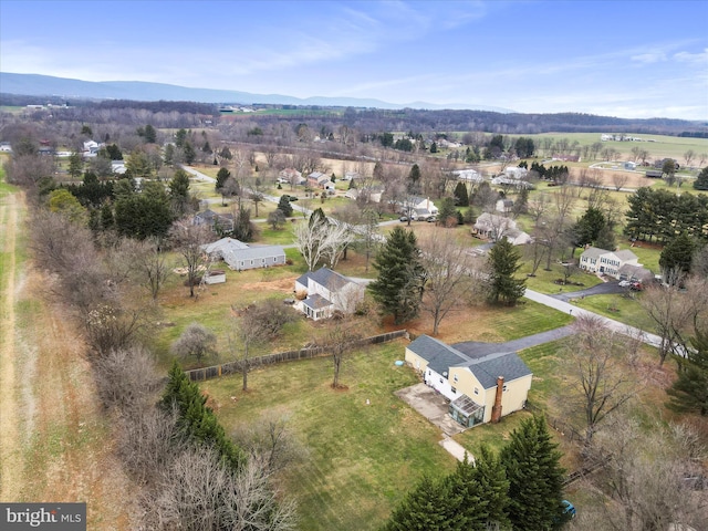 aerial view with a mountain view