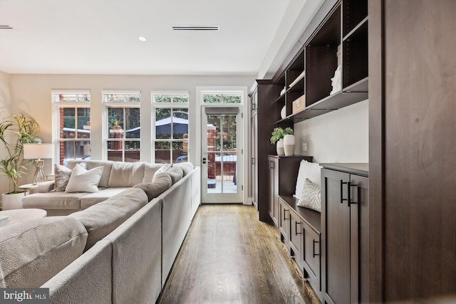 living room with hardwood / wood-style floors