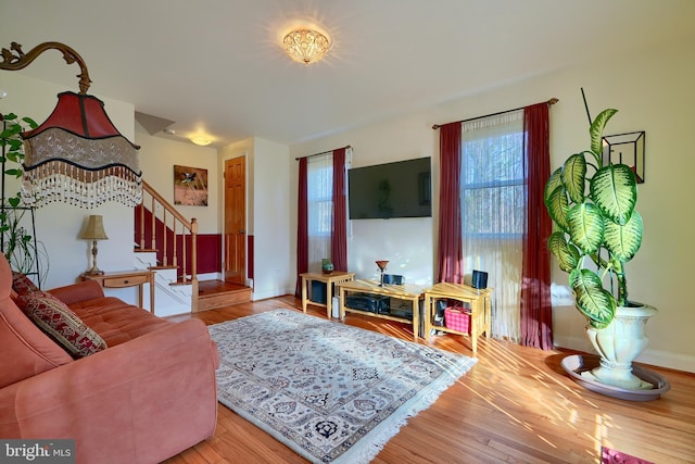 living room featuring light hardwood / wood-style flooring